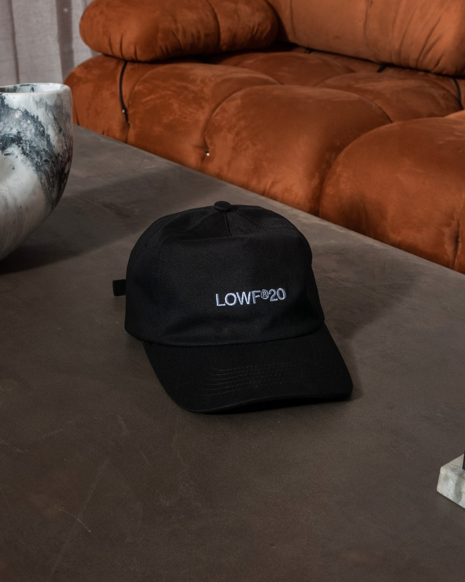 5 Panel Unstructured Cap in Black with Adjustable Strap – LOWF Apparel