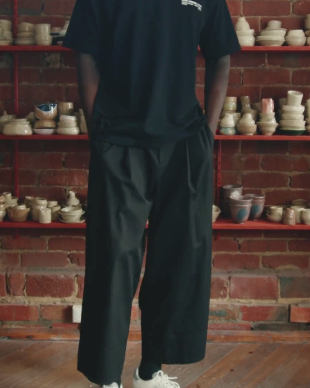 Kyoto Box Pleat Pants - Black