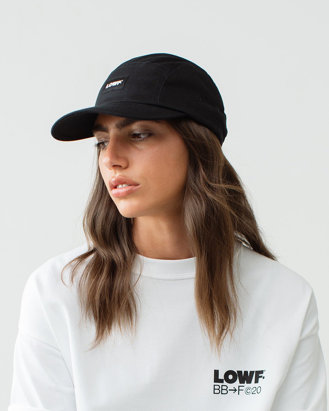 5 Panel Logo Black Cap for Women