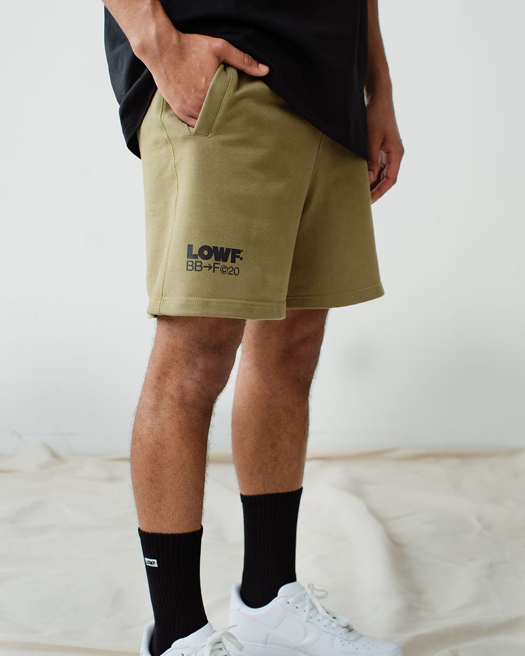 Relaxed Fit Stamp Organic Shorts - Olive