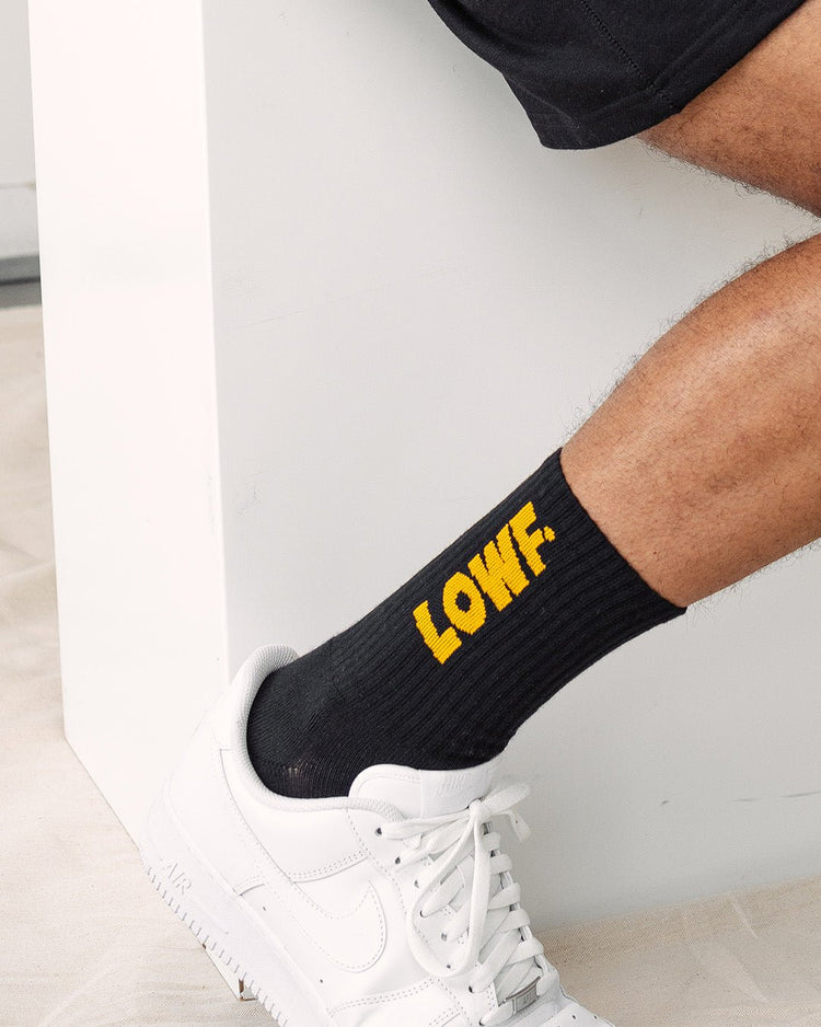 Vertical Logo Black Organic Sock