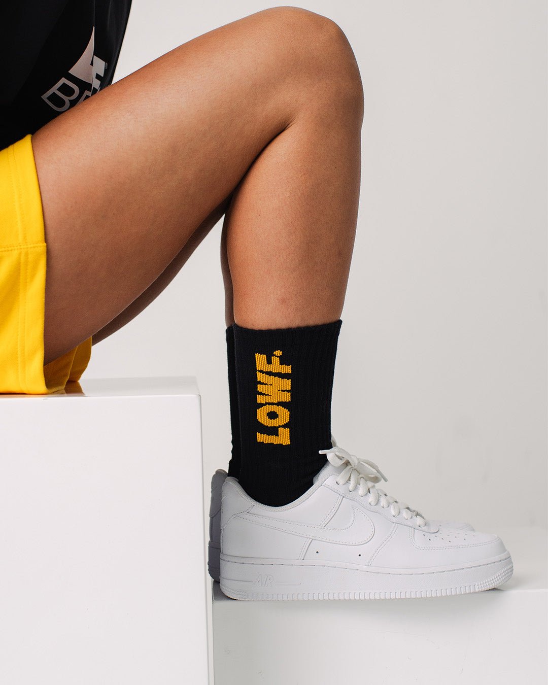 Vertical Logo Black Calf Sock