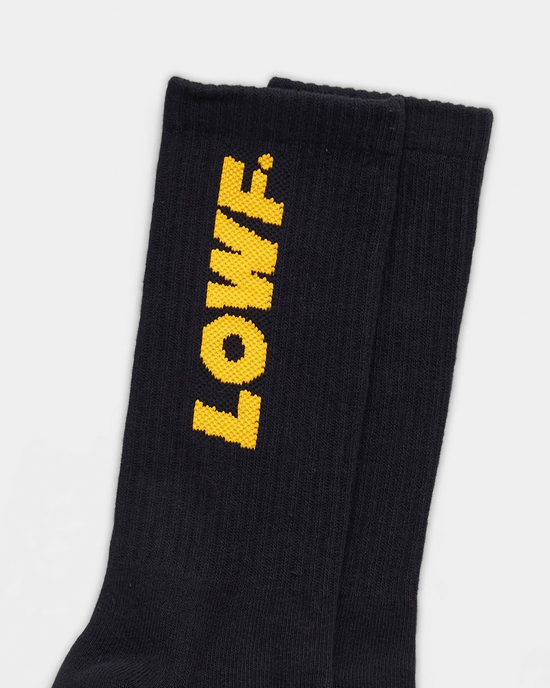 Vertical LOWF Logo(Yellow) on Black Calf Sock